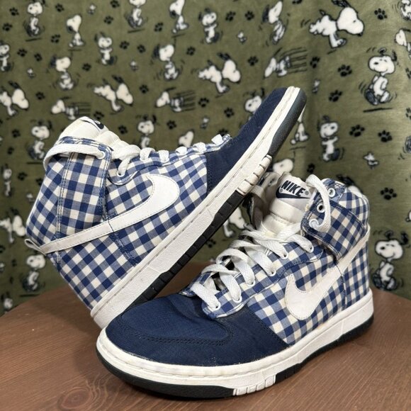 Nike W Dunk High Skinny 2009 Plaid Blue - Picture 1 of 7